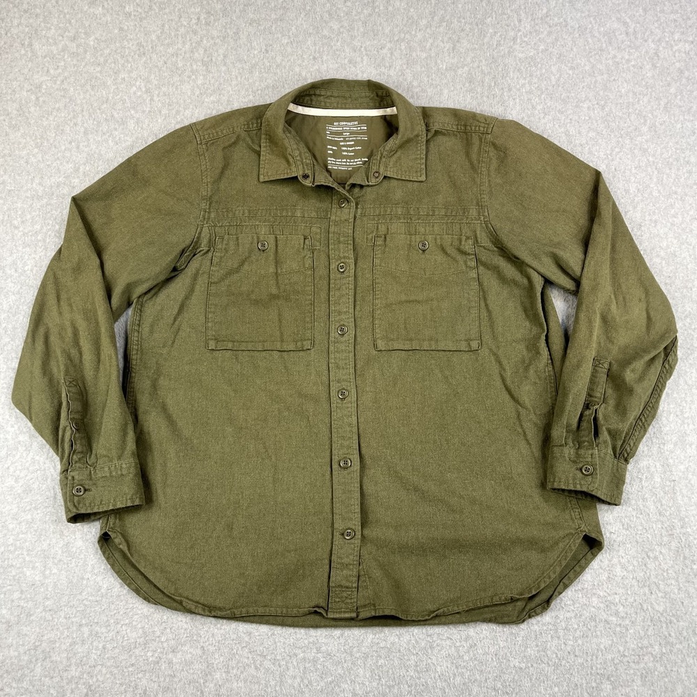 REI Co-Op Wallace Lake Flannel Shirt Mens Large Green Button Up Hiking Trail